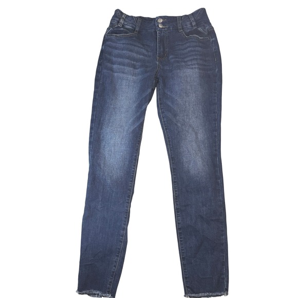 FLAMINGALS Dark Wash Denim Skinny Jeans Women's Size M Medium Frayed Hem - Picture 1 of 8
